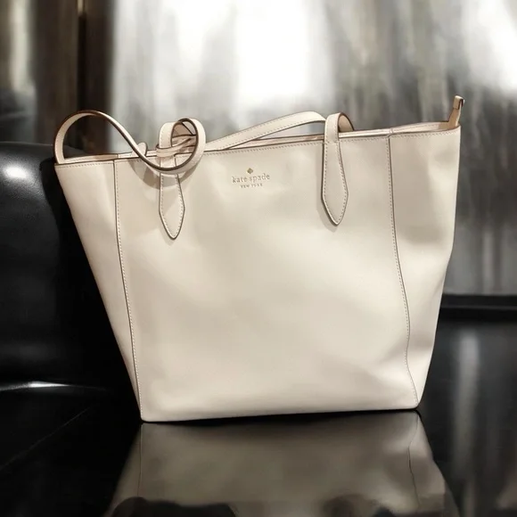 Kate Spade White Textured Leather Tote - Picture 2 of 5